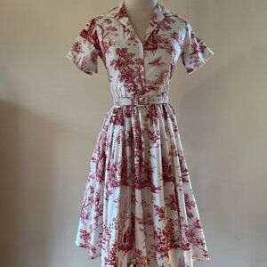 Bernie Dexter Red Toile Drive-In Dress
